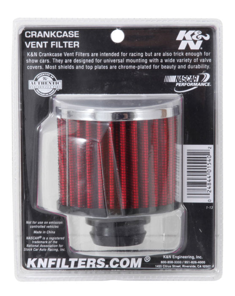 K&N Engineering K&N Rubber Base Chrome Top Push-In Crankcase Vent Filter 3in OD x 2-1/2in H.