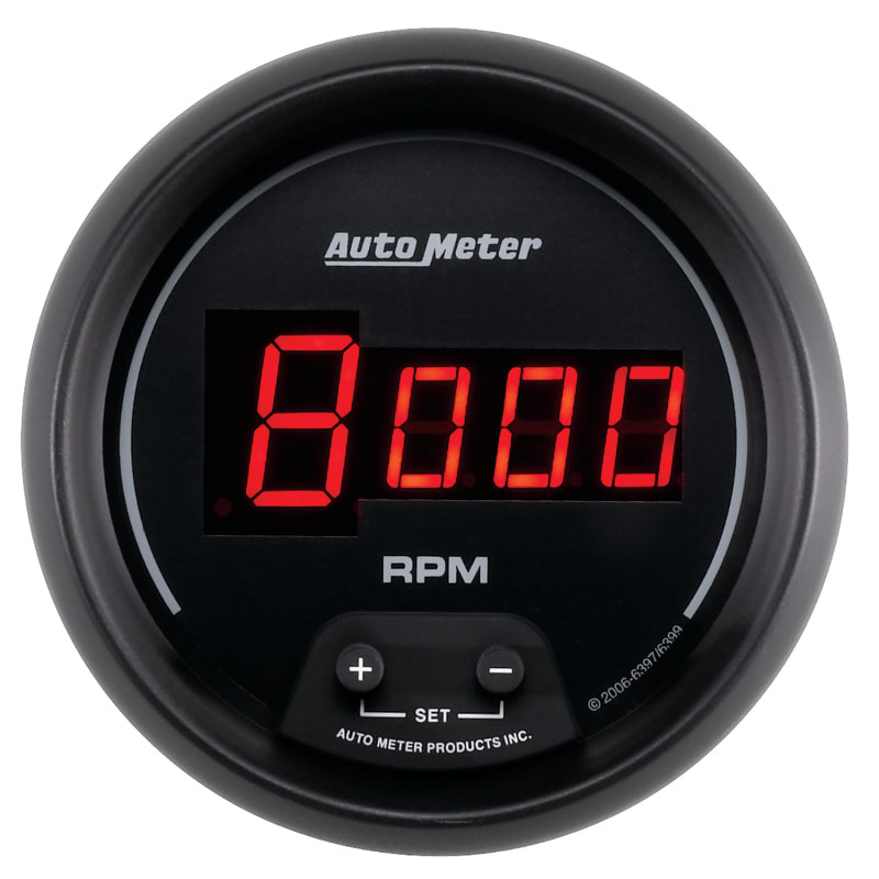 AutoMeter Gauge Tach 3-3/8in. 10K RPM In-Dash Digital Black Dial W/ Red Led