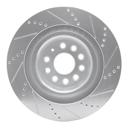 R1 Concepts R1 12-21 Tesla Model S Rear Left Drilled & Slotted Silver Brake Rotor