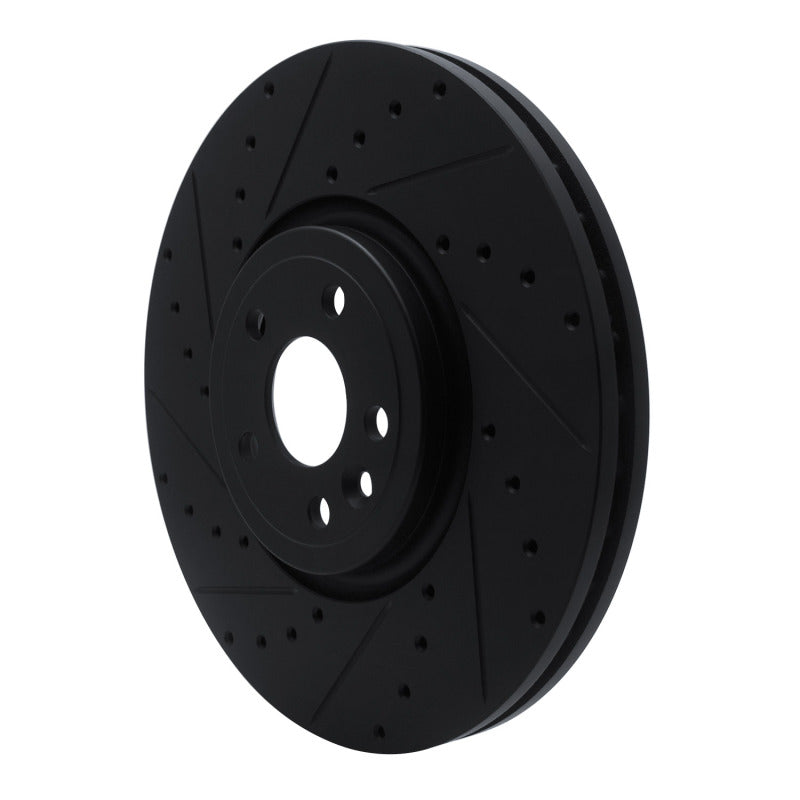 R1 Concepts R1 2017-2020 Jaguar F-Pace Front Left Drilled & Slotted Black Brake Rotor