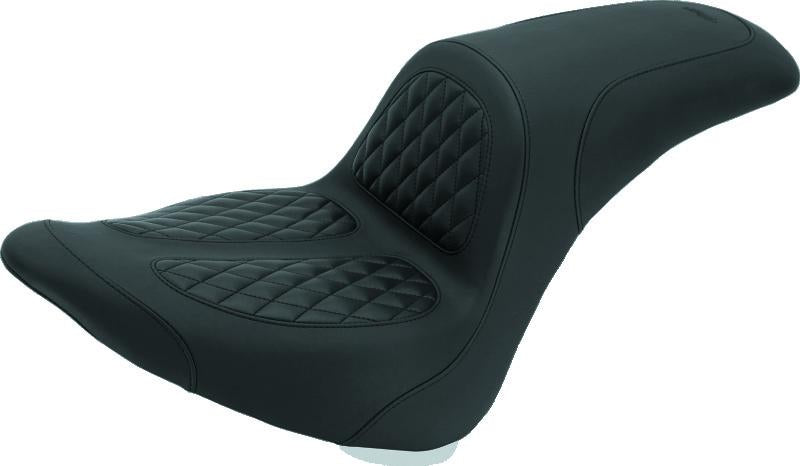 Mustang Motorcycle Mustang 06-17 Harley Softail Wide Tire (200mm) Fastback 1PC Seat w/Diamond Stitch - Black