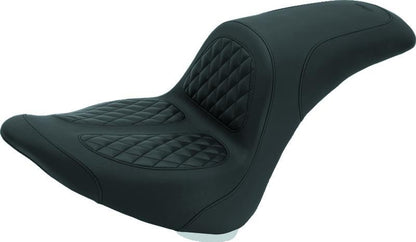 Mustang Motorcycle Mustang 06-17 Harley Softail Wide Tire (200mm) Fastback 1PC Seat w/Diamond Stitch - Black