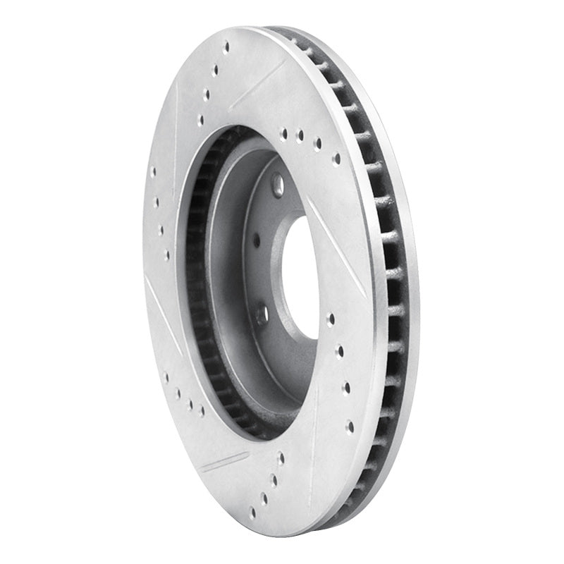 R1 Concepts R1 04-04 Mitsubishi Lancer Front Right Drilled & Slotted Silver Brake Rotor