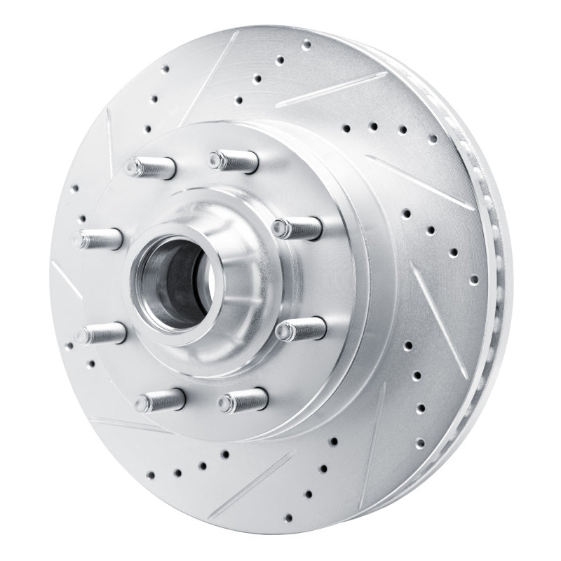 R1 Concepts R1 08-25 Ford E-150 Front Left Drilled & Slotted Silver Brake Rotor