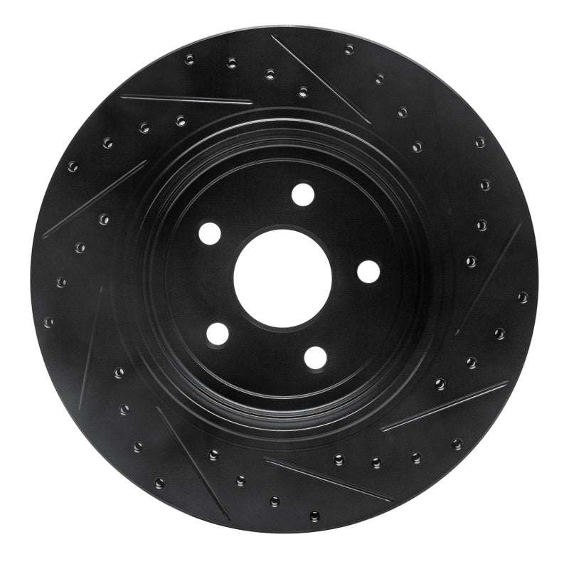 R1 Concepts R1 06-10 Jeep Grand Cherokee Rear Left Drilled & Slotted Black Brake Rotor