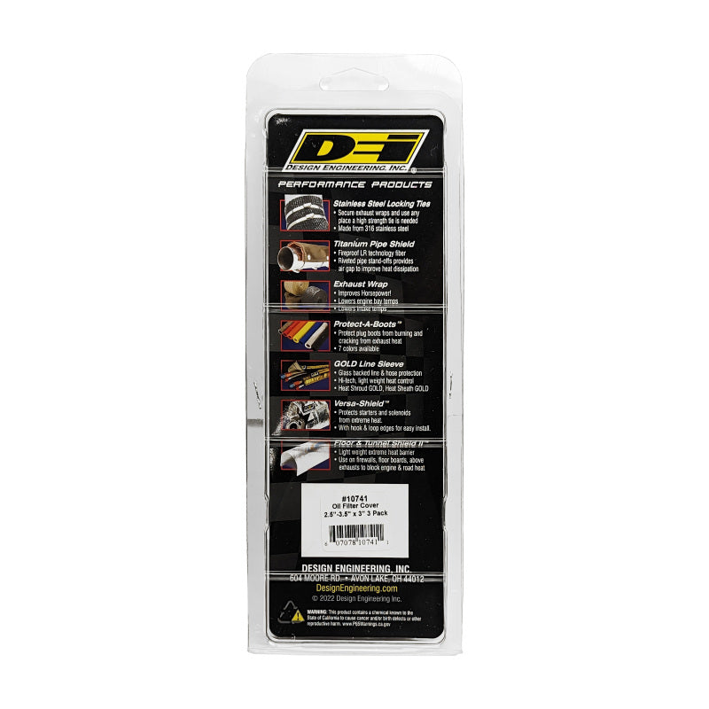 DEI Oil Filter Heat Shield 2.5in x 3.5in x 3in - 3 Pack
