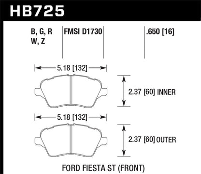 Hawk Performance Hawk 2014 Ford Fiesta ST DTC-60 Front Brake Pads