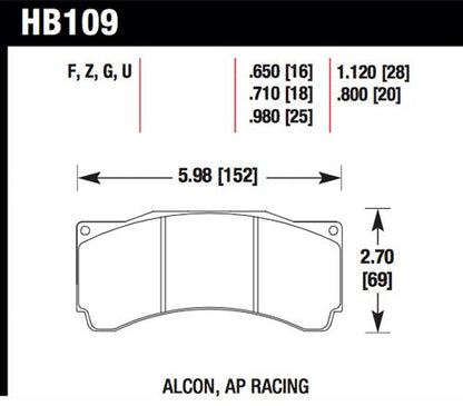Hawk Performance Hawk AP Racing CP5810/5890/5895/6078 / Coleman Series IV DTC-70 Race Brake Pads
