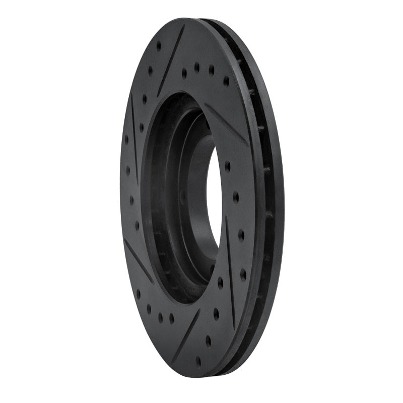 R1 Concepts R1 87-99 Hyundai Excel Front Right Drilled & Slotted Black Brake Rotor