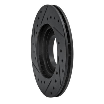 R1 Concepts R1 87-99 Hyundai Excel Front Right Drilled & Slotted Black Brake Rotor