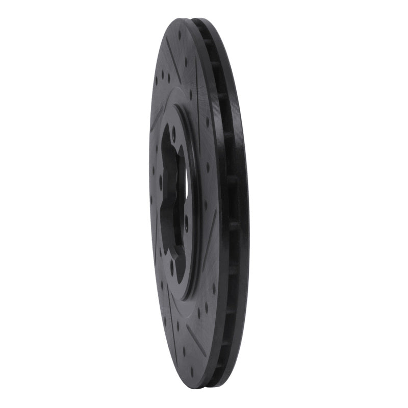 R1 Concepts R1 81-88 Nissan Maxima Front Right Drilled & Slotted Black Brake Rotor