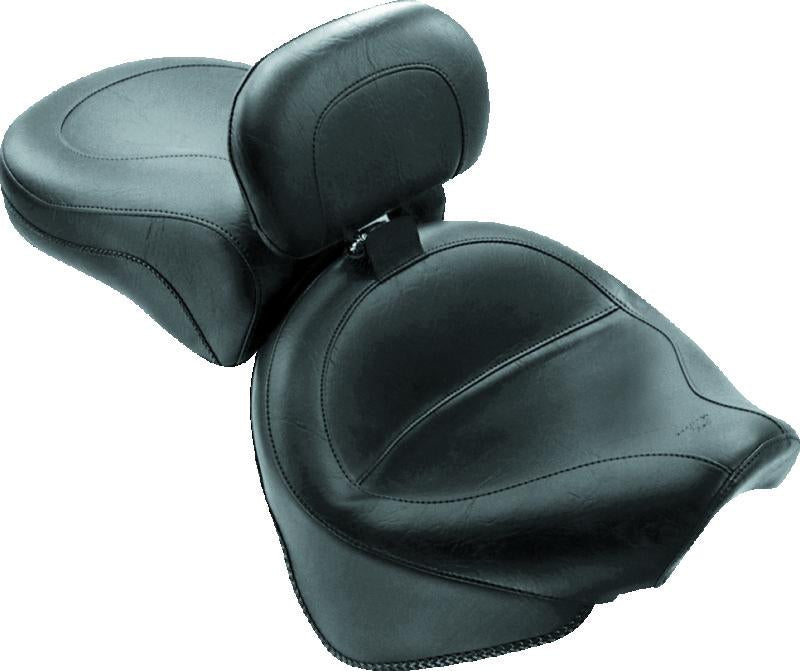 Mustang Motorcycle Mustang 99-11 Yamaha V-Star 1100 Custom Wide Touring 2PC Seat w/Driver Backrest - Black