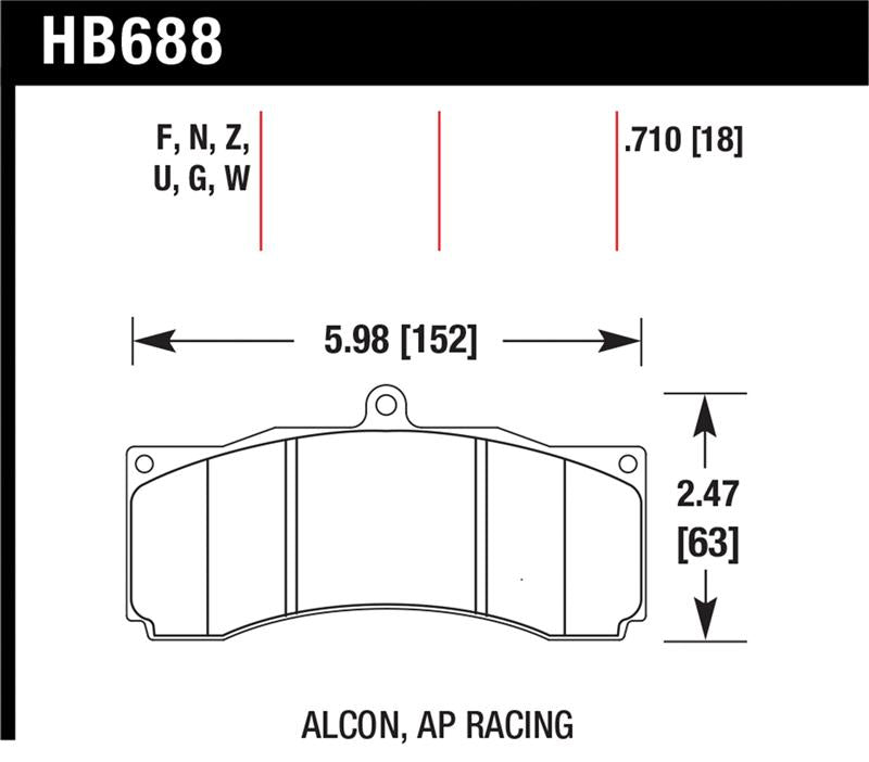 Hawk Performance Hawk AP Racing/Alcon Performance Ceramic Racing Front Brake Pads w/0.710in Thickness