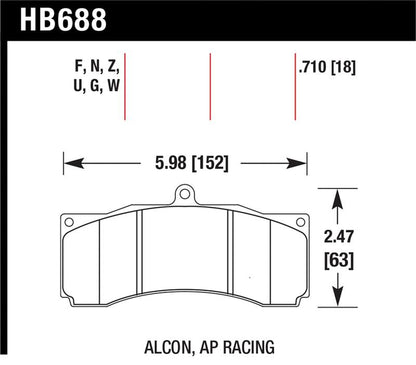 Hawk Performance Hawk AP Racing/Alcon Performance Ceramic Racing Front Brake Pads w/0.710in Thickness
