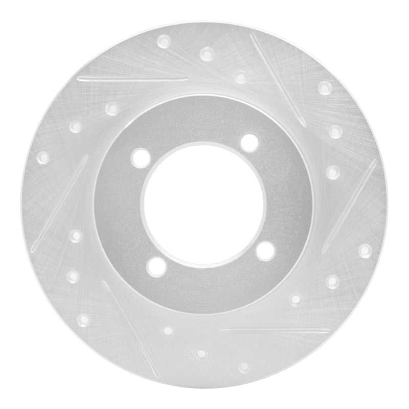 R1 Concepts R1 74-75 Nissan 610 Front Right Drilled & Slotted Silver Brake Rotor