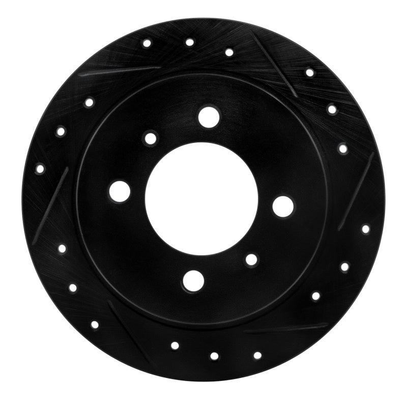 R1 Concepts R1 91-06 Nissan NX Rear Right Drilled & Slotted Black Brake Rotor