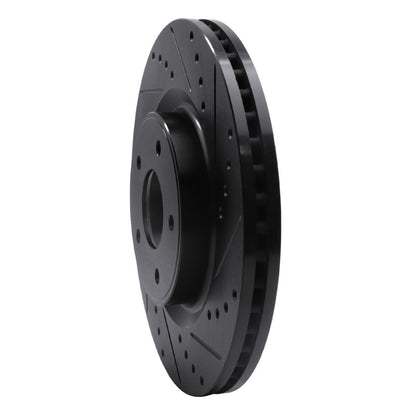 R1 Concepts R1 2013-2025 Infiniti Q60 Front Right Drilled & Slotted Black Brake Rotor