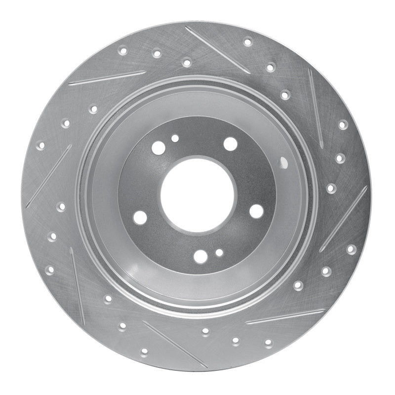 R1 Concepts R1 10-21 Hyundai Santa Fe Rear Left Drilled & Slotted Silver Brake Rotor