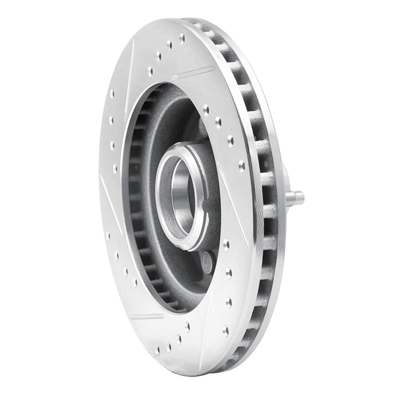 R1 Concepts R1 87-93 Ford Mustang Front Right Drilled & Slotted Silver Brake Rotor