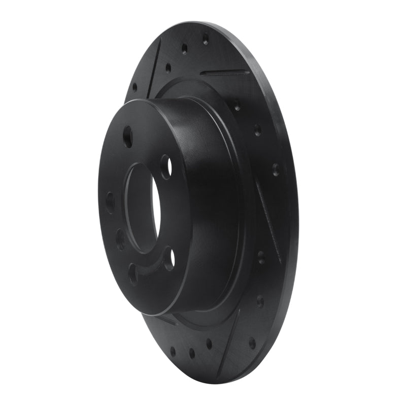R1 Concepts R1 14-25 BMW i3 Rear Left Drilled & Slotted Black Brake Rotor