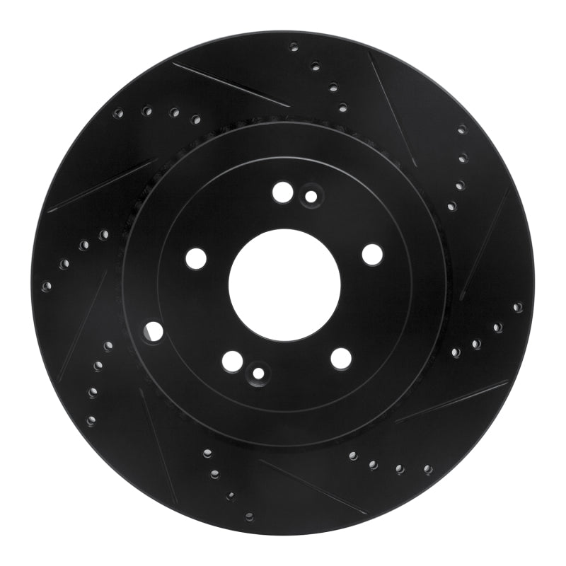 R1 Concepts R1 10-16 Hyundai Genesis Coupe Rear Right Drilled & Slotted Black Brake Rotor