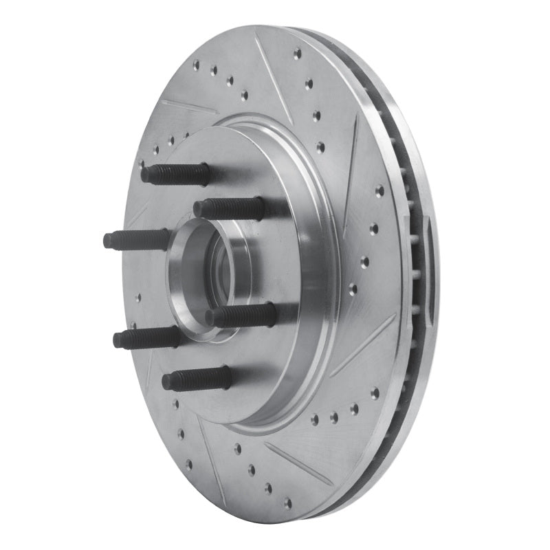 R1 Concepts R1 04-08 Ford F-150 RWD Front Right Drilled & Slotted Silver Brake Rotor