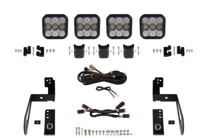 Diode Dynamics Jeep JK SS5 4-Pod CrossLink Grille Lightbar Kit Pro - White Combo