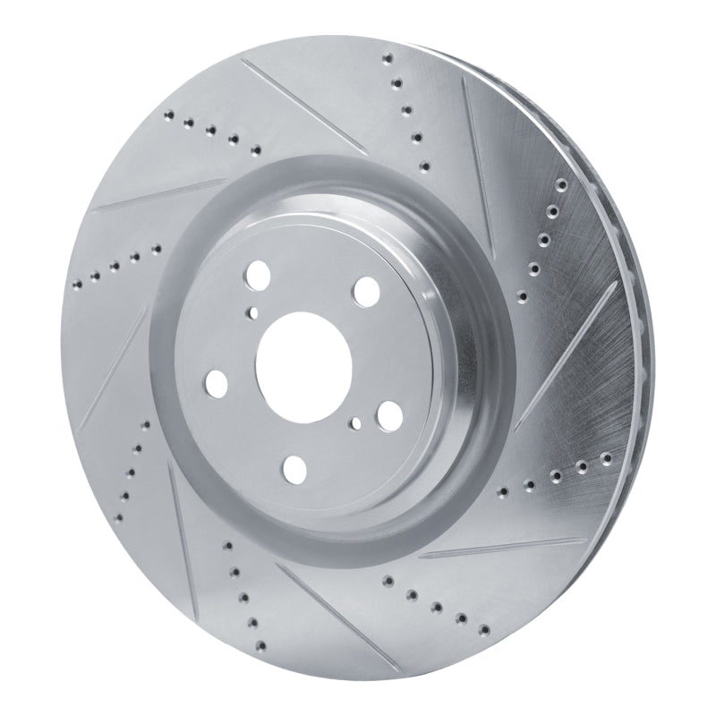 R1 Concepts R1 10-17 Lexus LS460 Left Front Drilled & Slotted Silver Brake Rotor