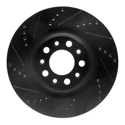 R1 Concepts R1 2017-2025 Alfa Romeo Stelvio Rear Left Drilled & Slotted Black Brake Rotor