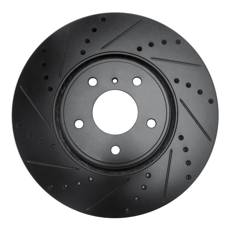 R1 Concepts R1 05-14 Infiniti FX35 Front Left Drilled & Slotted Black Brake Rotor