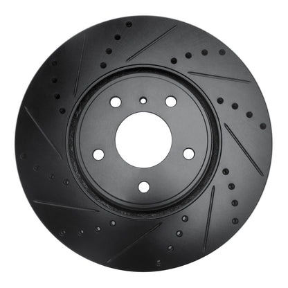 R1 Concepts R1 05-14 Infiniti FX35 Front Left Drilled & Slotted Black Brake Rotor