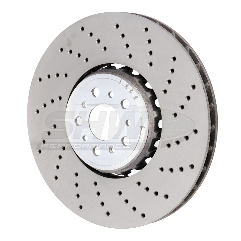 SHW Performance SHW 18-21 BMW M5 4.4L Right Front Cross-Drilled Lightweight Brake Rotor (34117991102)