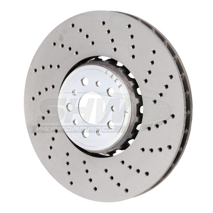 SHW Performance SHW 18-21 BMW M5 4.4L Right Front Cross-Drilled Lightweight Brake Rotor (34117991102)