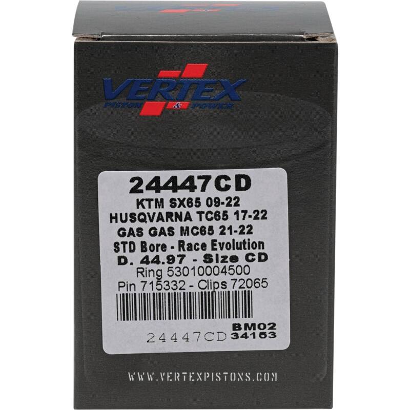 Vertex Pistons Vertex Piston 09-24 KTM 65 SX 65cc Cast Race Evolution Piston Kit