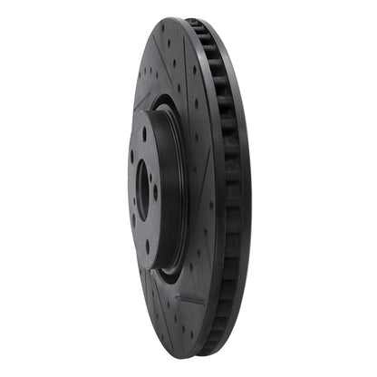 R1 Concepts R1 07-11 Lexus GS350 Right Front Drilled & Slotted Black Brake Rotor