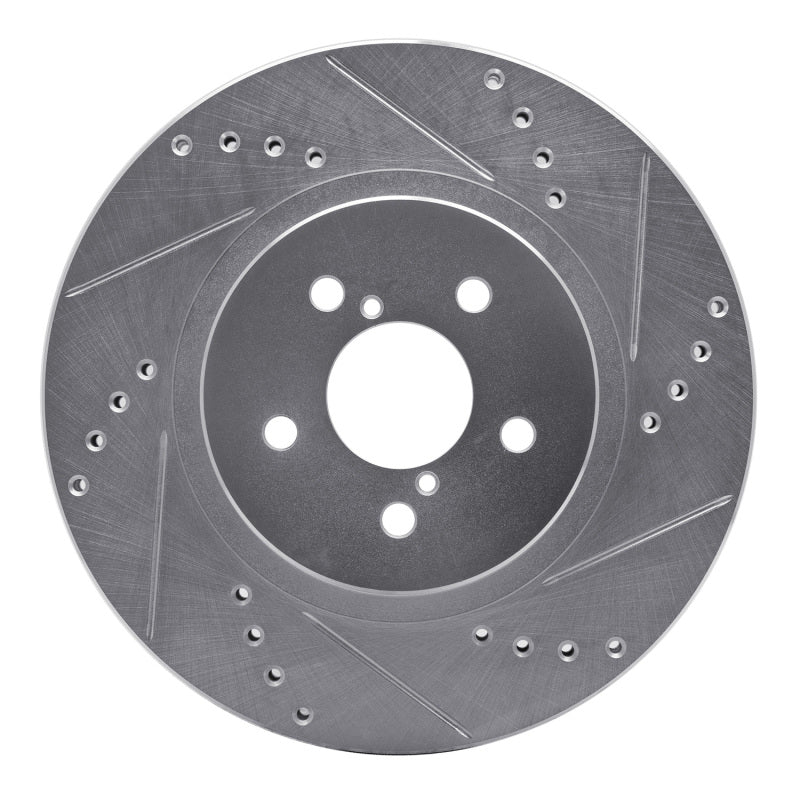 R1 Concepts R1 17-23 Subaru Impreza Front Right Drilled & Slotted Silver Brake Rotor
