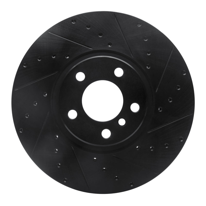 R1 Concepts R1 07-18 BMW X6 Front Right Drilled & Slotted Black Brake Rotor