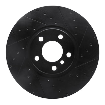 R1 Concepts R1 07-18 BMW X6 Front Right Drilled & Slotted Black Brake Rotor