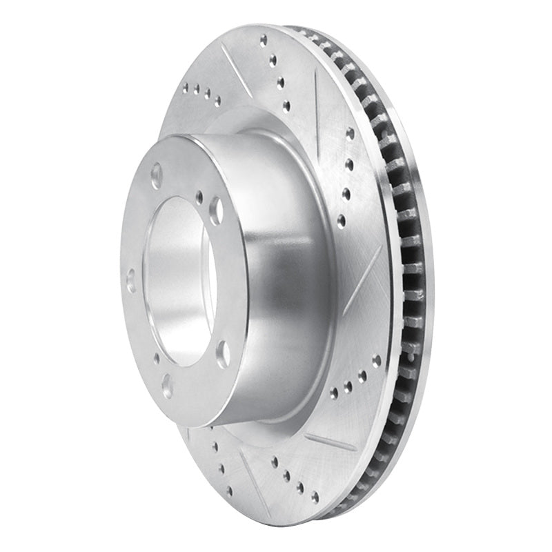 R1 Concepts R1 08-21 Lexus LX570 Front Right Drilled & Slotted Silver Brake Rotor