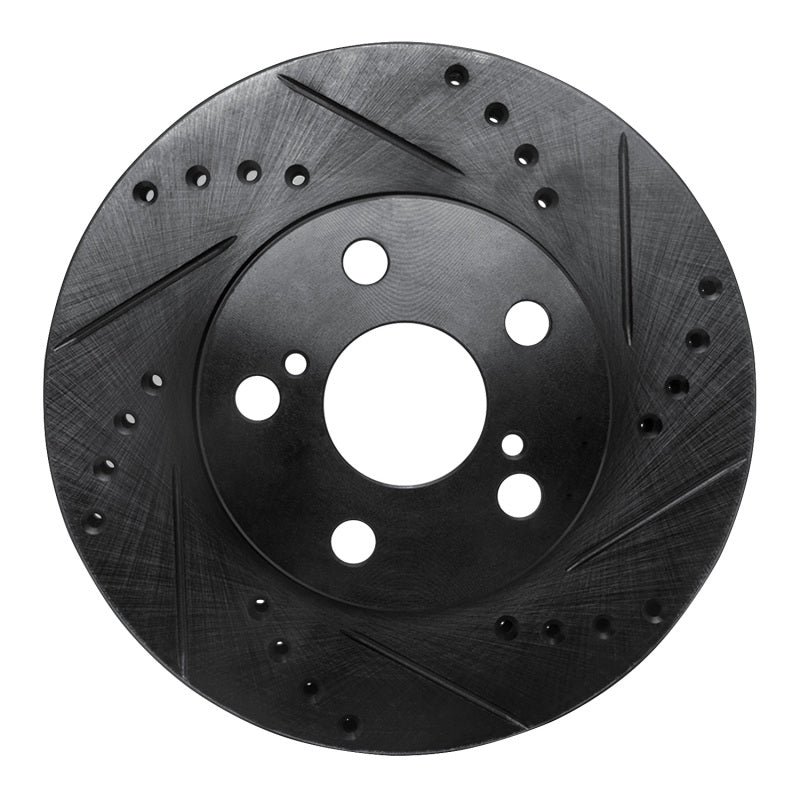 R1 Concepts R1 94-00 Toyota Celica Front Right Drilled & Slotted Black Brake Rotor