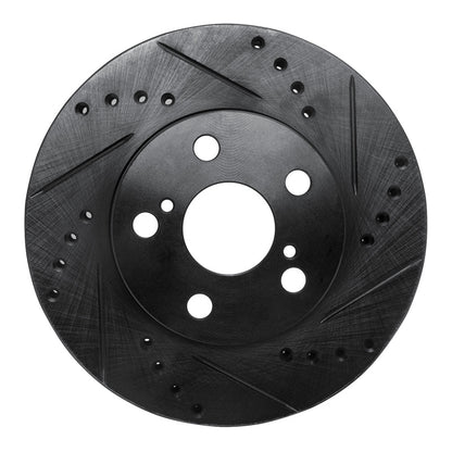 R1 Concepts R1 94-00 Toyota Celica Front Right Drilled & Slotted Black Brake Rotor