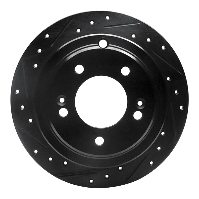R1 Concepts R1 04-06 Kia AMANTI Rear Left Drilled & Slotted Black Brake Rotor