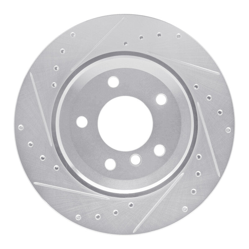 R1 Concepts R1 01-06 BMW 330CI Rear Left Drilled & Slotted Silver Brake Rotor