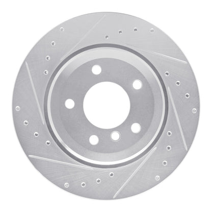 R1 Concepts R1 01-06 BMW 330CI Rear Left Drilled & Slotted Silver Brake Rotor