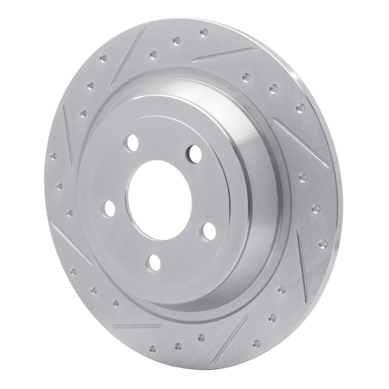 R1 Concepts R1 15-23 Ford Mustang Rear Left Drilled & Slotted Silver Brake Rotor