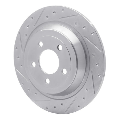 R1 Concepts R1 15-23 Ford Mustang Rear Left Drilled & Slotted Silver Brake Rotor