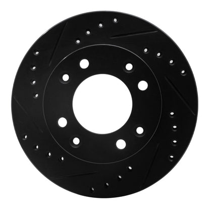 R1 Concepts R1 86-88 Mazda RX-7 Front Left Drilled & Slotted Black Brake Rotor