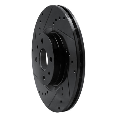 R1 Concepts R1 2012-2019 Fiat 500E Front Left Drilled & Slotted Black Brake Rotor