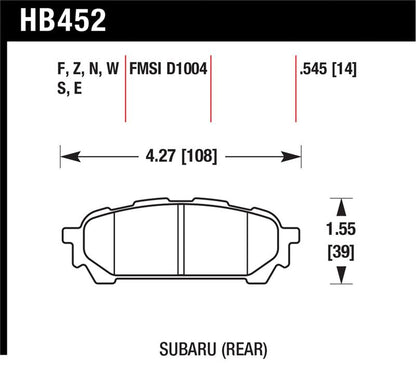 Hawk Performance Hawk 03-05 WRX D1004 HPS Street Rear Brake Pads