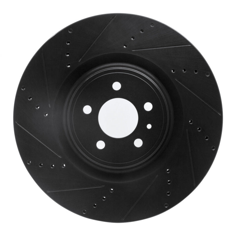 R1 Concepts R1 13-14 Ford Mustang Front Left Drilled & Slotted Black Brake Rotor